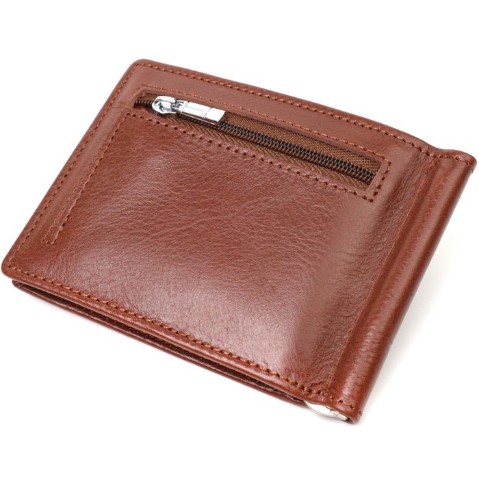 Зручний затискач для грошей із натуральної гладкої шкіри ST Leather 19427 коричневий