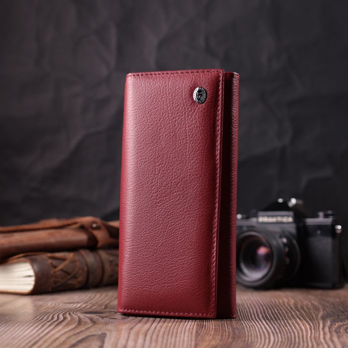 Горизонтальний жіночий гаманець з натуральної шкіри ST Leather 22516 бордовий