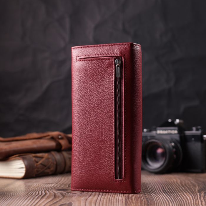 Горизонтальний жіночий гаманець з натуральної шкіри ST Leather 22516 бордовий