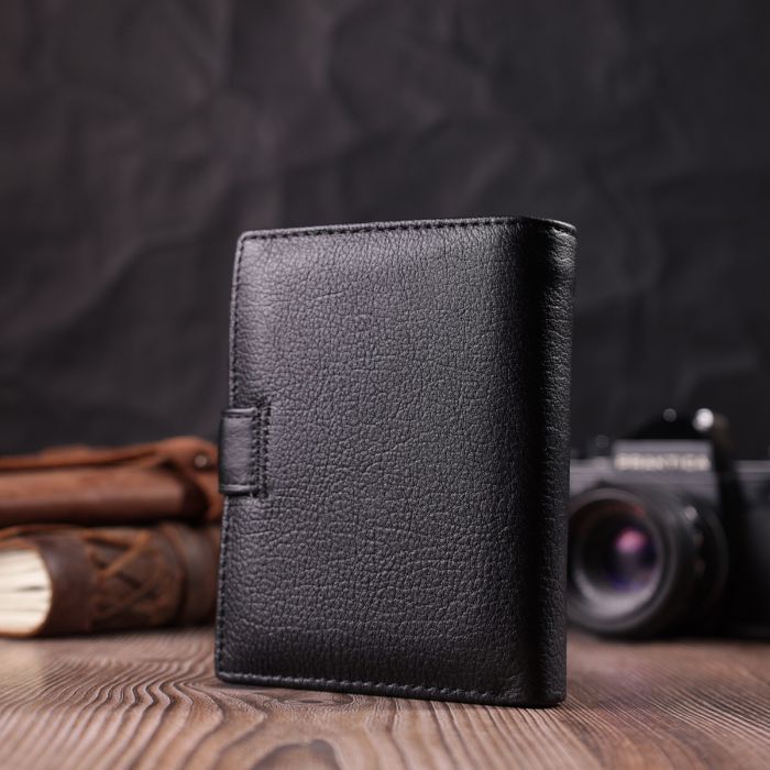 Солідний чоловічий гаманець з натуральної шкіри ST Leather 22467 чорний