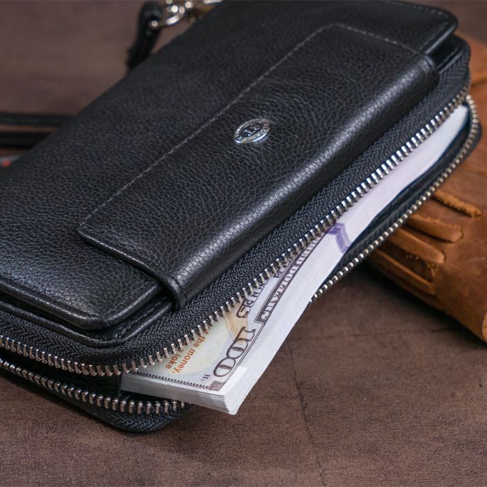 Гаманець зі шкіри на клямці ST Leather 19339 чорний