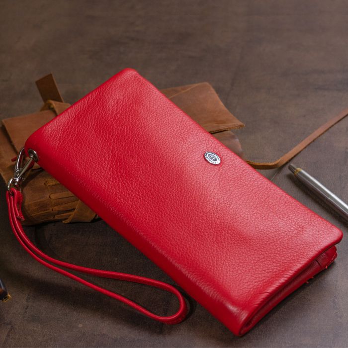 Кошелек-клатч из кожи с карманом для мобильного ST Leather 19315 красный