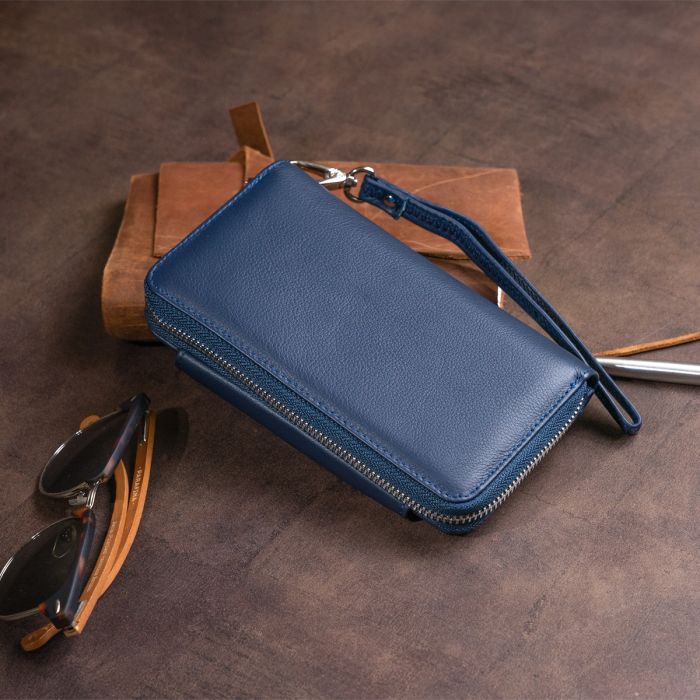 Гаманець зі шкіри на клямці ST Leather 19340 темно-синій