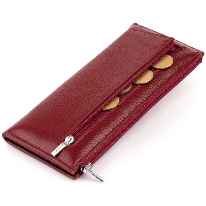 Горизонтальний тонкий гаманець зі шкіри жіночий ST Leather 19326 бордовий