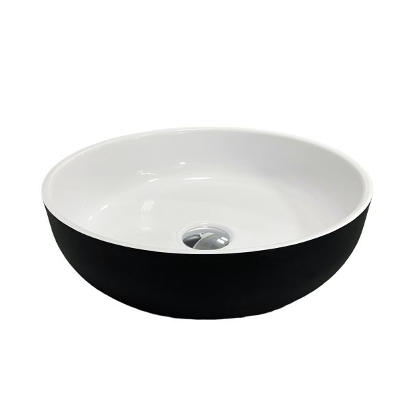 Умивальник накладна чаша Adamant Sunline New Black-White glossy d395x130мм
