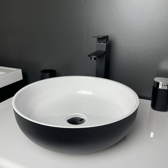 Умивальник накладна чаша Adamant Sunline New Black-White glossy d395x130мм