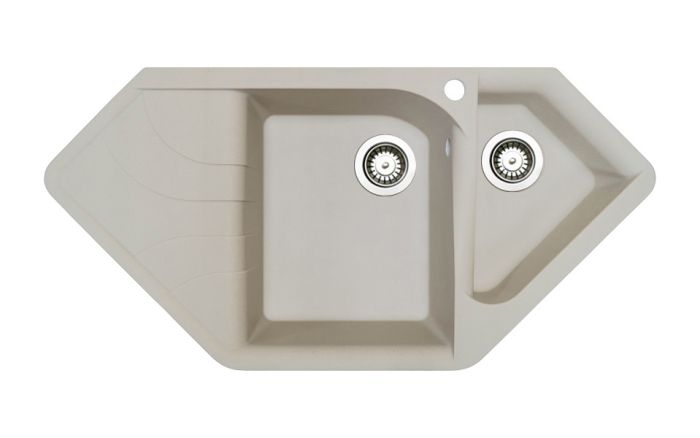 Кухонна мийка Adamant SPIRIT ivory 1000x500x225 мм, кутова з крилом