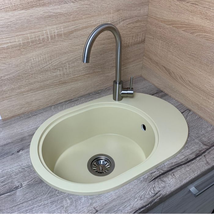 Кухонна мийка Adamant OVALE ivory 610x420x180 мм, з крилом