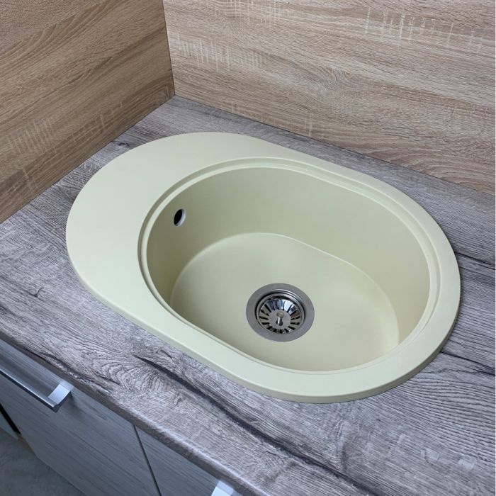 Кухонна мийка Adamant OVALE ivory 610x420x180 мм, з крилом