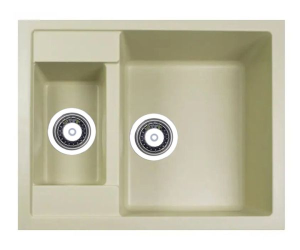 Кухонная мойка Adamant DUPLEX ivory 610x495x200 мм с дополнительной чашей