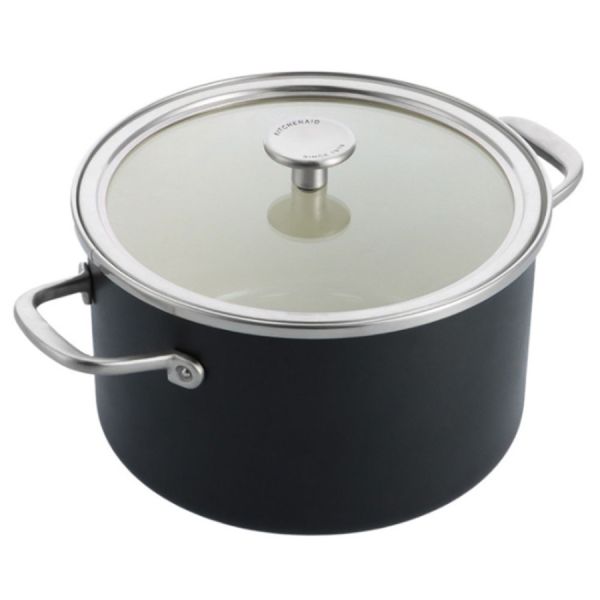 Каструля з кришкою KitchenAid Steel Core, 24 см, 6 л, матовий чорний