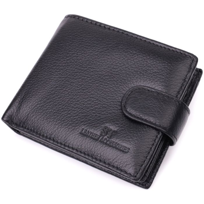 Гаманець для чоловіків зручного розміру із натуральної шкіри ST Leather 22461 чорний