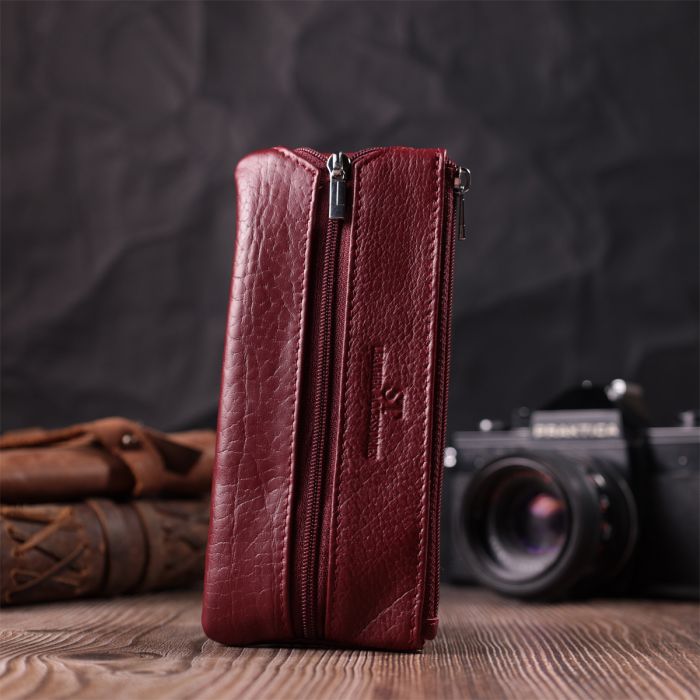Шкіряна ключниця на блискавці ST Leather 22558 бордова
