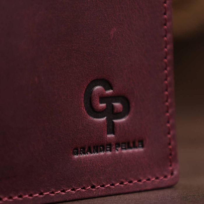 Шкіряне жіноче матове портмоне Grande Pelle 11561 бордовий