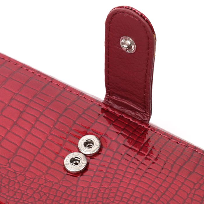 Шкіряний лакований гаманець з блоком для кредитних карток ST Leather 22682 червоний