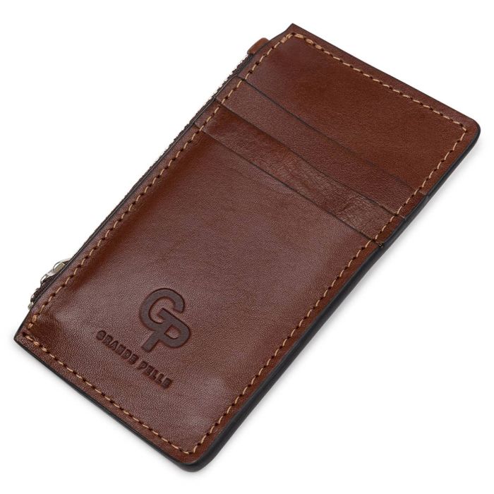 Шкіряний чоловічий картхолдер Grande Pelle 11400 коричневий