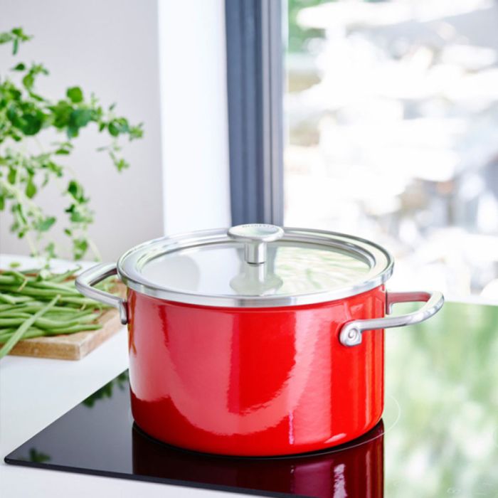 Каструля з кришкою KitchenAid Steel Core, 24 см, 6 л, червоний