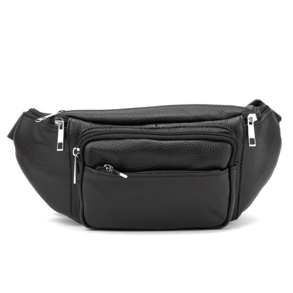 Містка шкіряна сумка на пояс чорна Tiding Bag M56-2030A