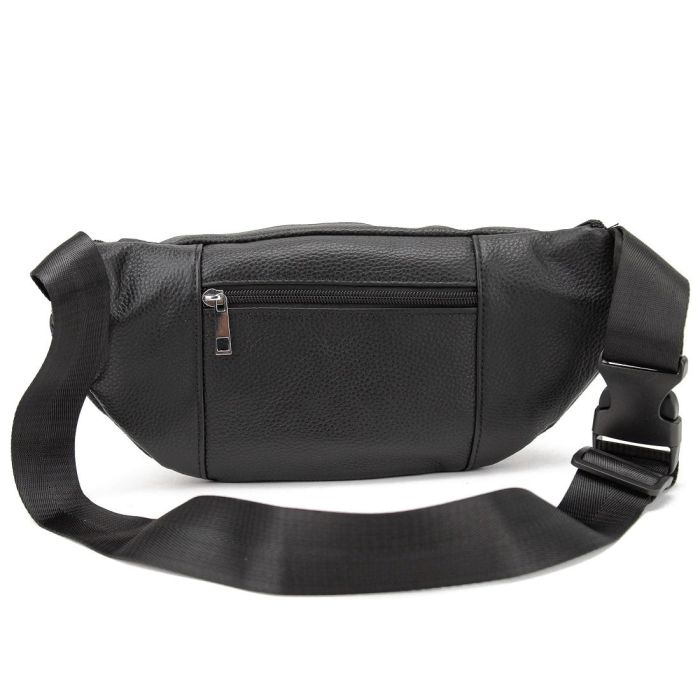 Вместительная кожаная сумка на пояс черная Tiding Bag M56-2030A
