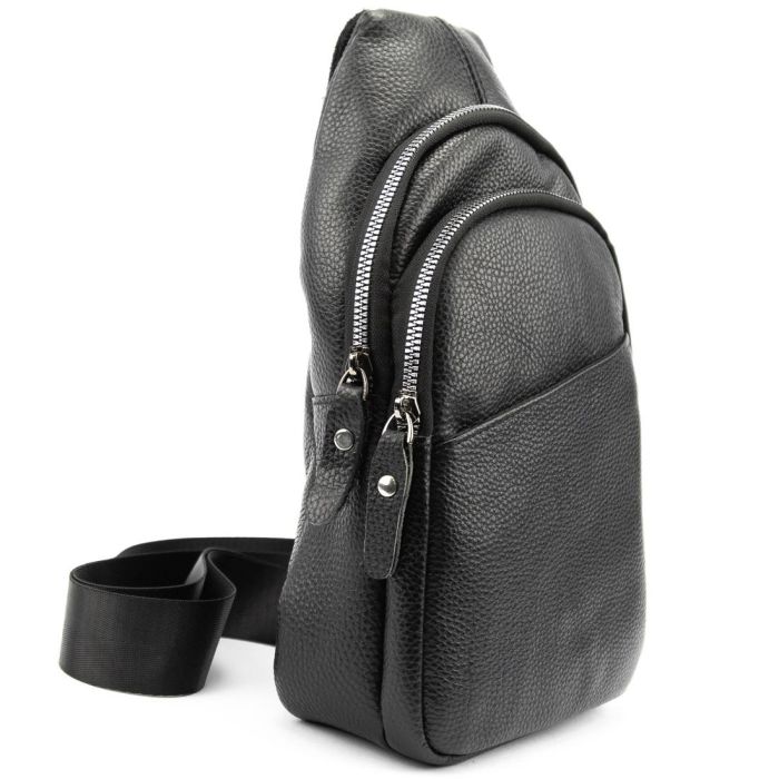 Шкіряна сумка слінг чорна Tiding Bag M56-2552A