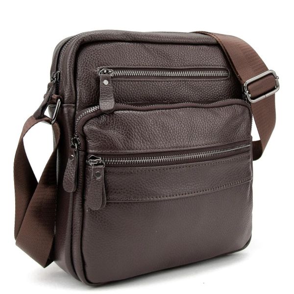 Чоловіча шкіряна сумка через плече Tiding Bag M56-9981C коричнева