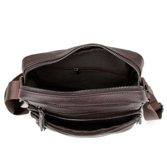 Чоловіча шкіряна сумка через плече Tiding Bag M56-9981C коричнева
