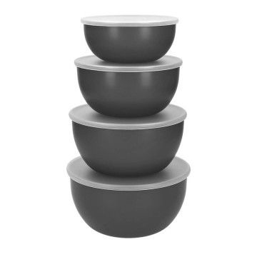 Набір мисок з кришкою KitchenAid Coreline, 4 шт, 355/591/828/1065 мл, сірий (KQG176OSCGG)