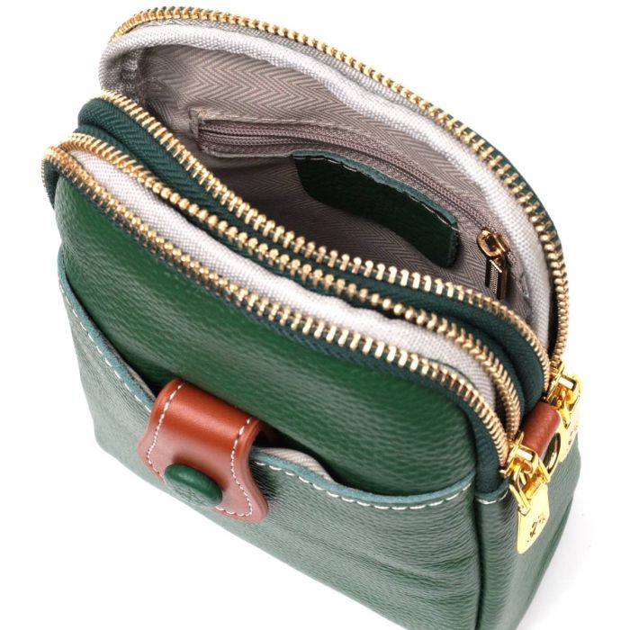 Невелика сумка трапеція для жінок з натуральної шкіри Vintage 22268 зелена