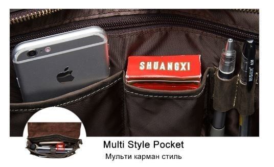 Сумка-портфель чоловіча зі шкіри на плече 14878 Vintage чорна