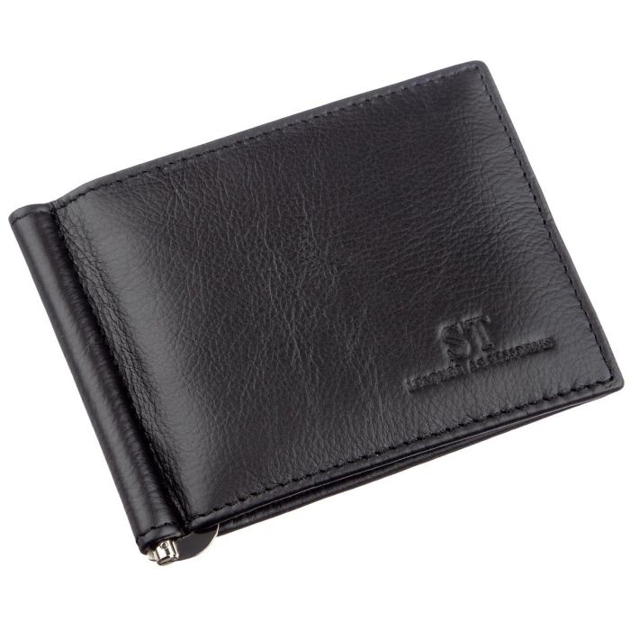 Затискач із монетницею на блискавці ST Leather 18948 чорний