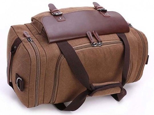 Дорожня сумка текстильна з кишенею 20193 Vintage коричнева