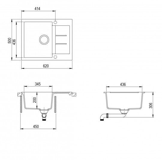 Кухонна мийка AquaSanita TESA SQT102AW-601 black metallic
