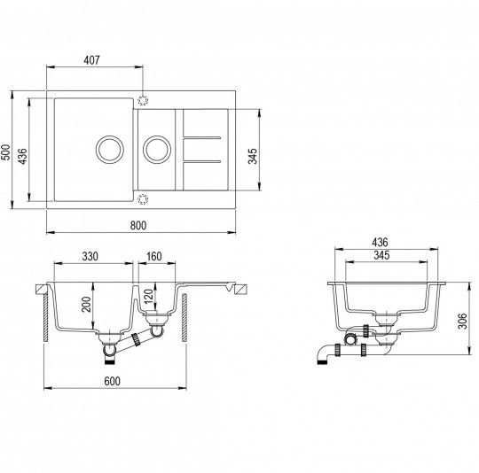 Кухонна мийка AquaSanita TESA SQT151W-220 argent