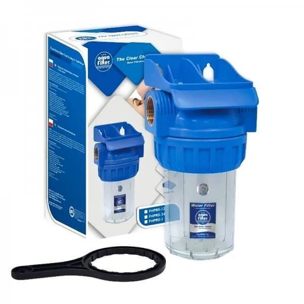 5" FHPR5-x-WB Прозорий 3-х елементний натрубний корпус Aquafilter фільтра різьблення латунь та клапан