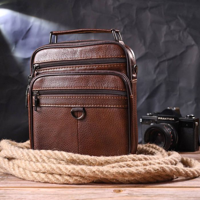 Чудова чоловіча сумка з натуральної шкіри 21279 Vintage коричнева