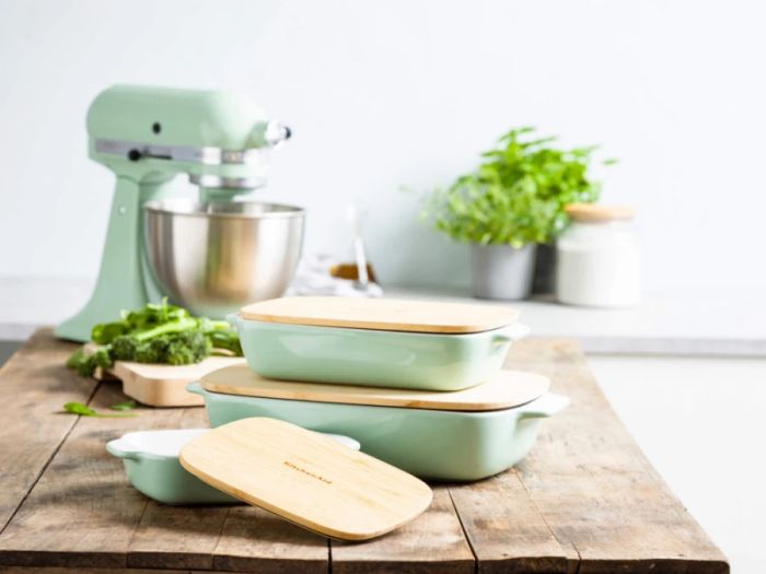 Форма для випічки з кришкою KitchenAid керамогранітна 24,1x15x6 см 0,9 л фісташковий колір (CC007424-001)