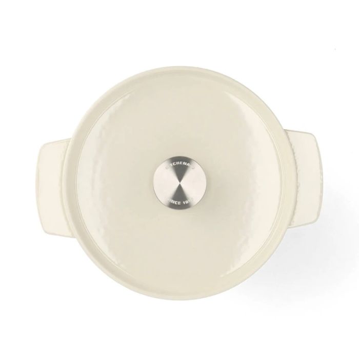 Каструля чавунна з кришкою KitchenAid 22 см 3,3 л колір мигдальний крем (CC006056-001)