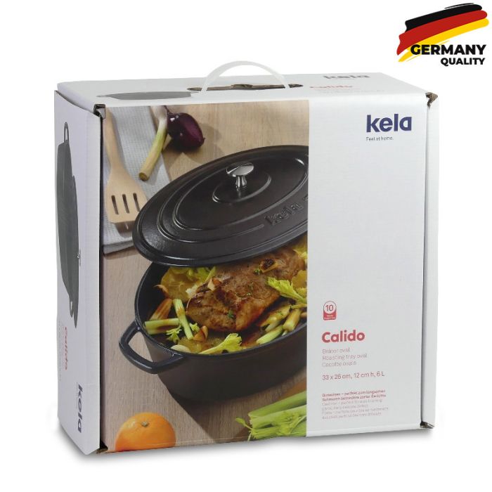 Каструля чавунна з кришкою KELA Calido чорна 26 см 4,6 л (12472)