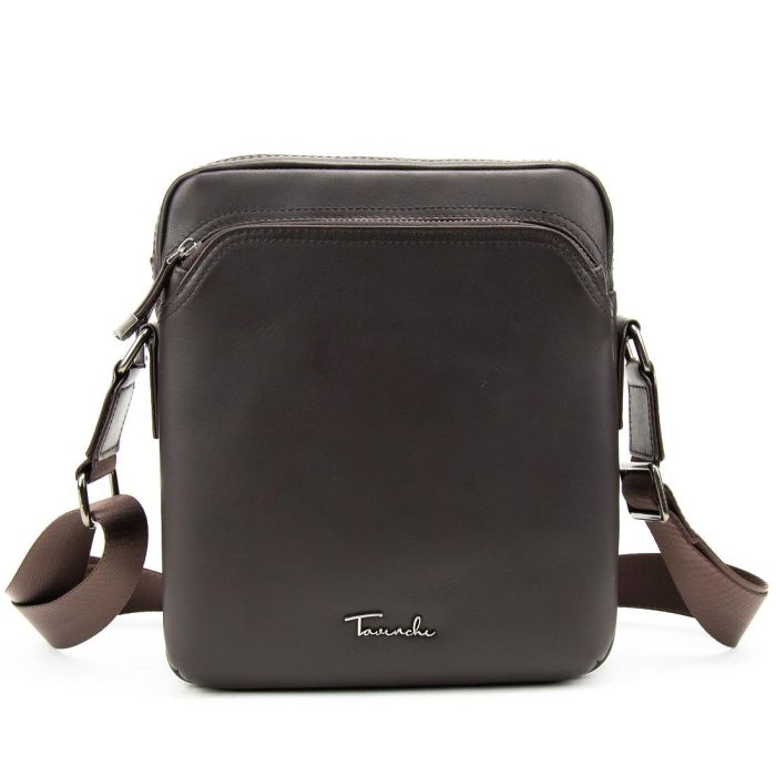 Мужская кожаная сумка через плечо коричневая Tiding Bag SM8-9686-4C