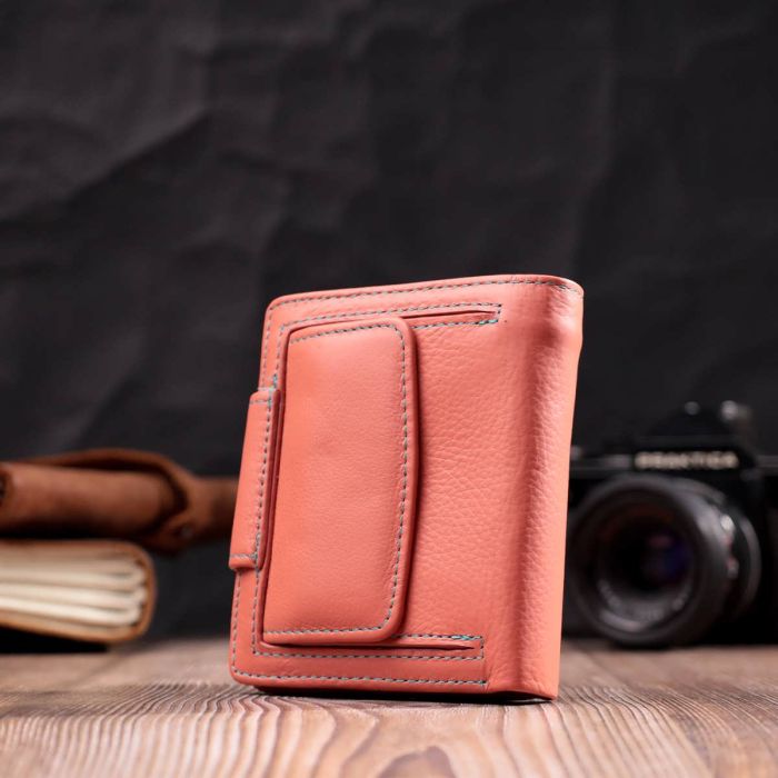 Стильний шкіряний гаманець з монетницею зовні ST Leather 19458 помаранчевий