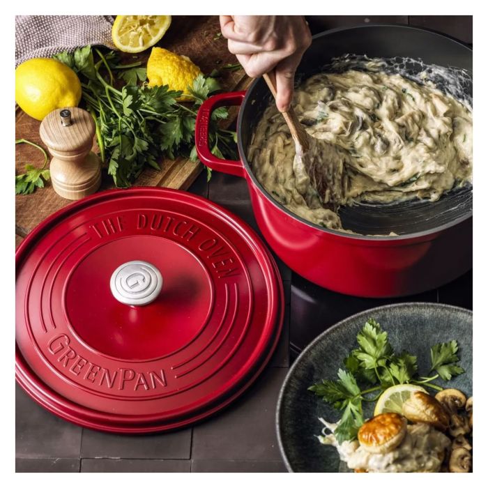 Каструля з кришкою GreenPan Featherweights 22 см 3,3 л з керамічним покриттям червоний (CC005432-001)