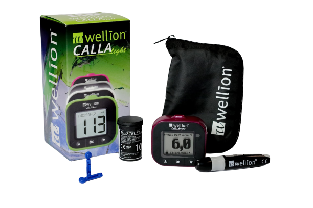 Глюкометр Wellion Calla Light система для виміру рівня цукру в крові безкодова (набор)