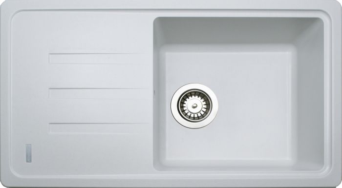 Кухонна мийка Adamant SLIM LONG біла 780x435x200 мм, з крилом