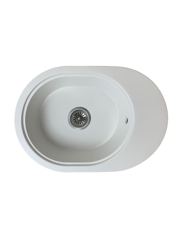 Кухонна мийка Adamant OVALE біла 610x420x180 мм, з крилом