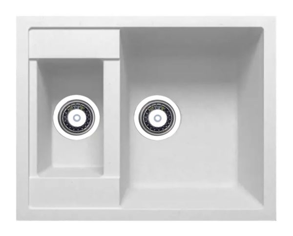 Кухонна мийка Adamant DUPLEX біла 610x495x200 мм, з додатковою чашею