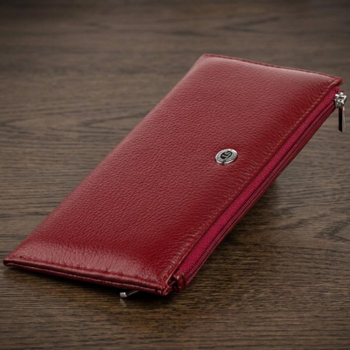 Горизонтальний тонкий гаманець зі шкіри жіночий ST Leather 19326 бордовий