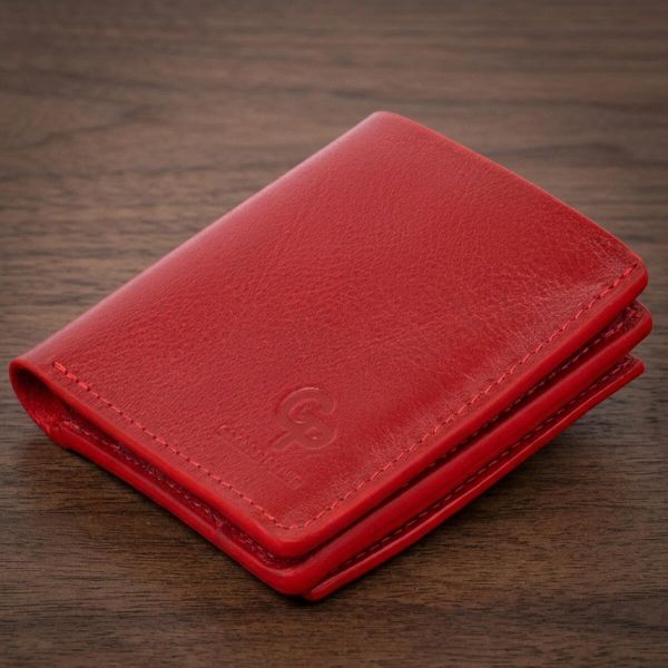 Вертикальне глянсове портмоне з накладною монетницею Grande Pelle 11331 червоне