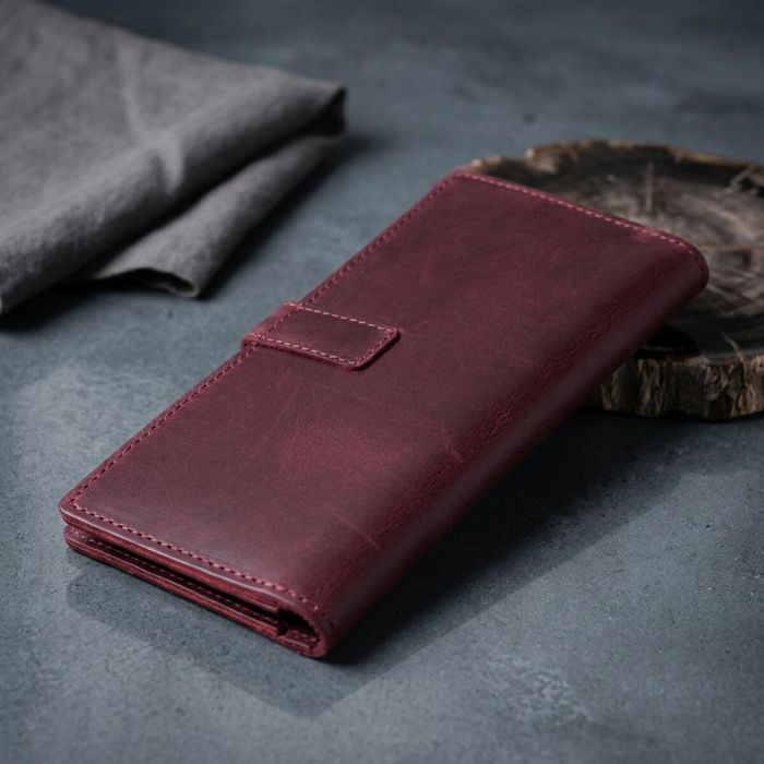 Шкіряне жіноче матове портмоне Grande Pelle 11561 бордовий