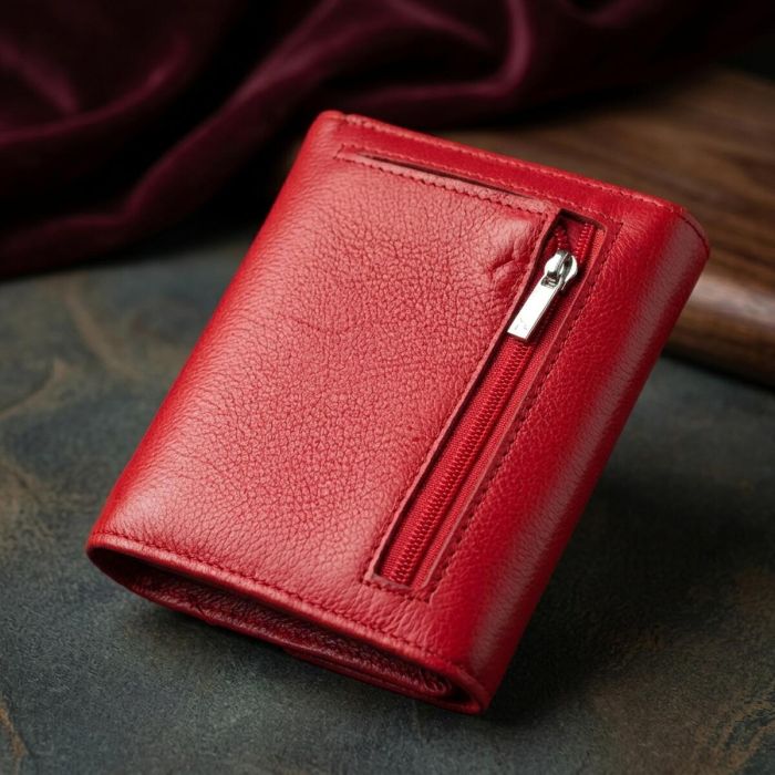 Яскравий жіночий гаманець з монетницею з натуральної шкіри ST Leather 19493 червоний