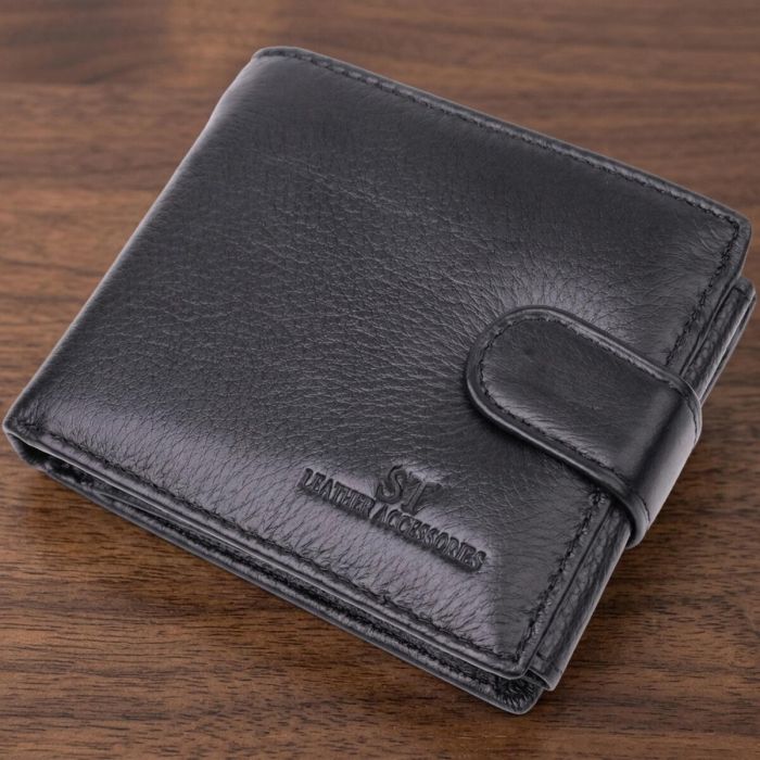 Якісний горизонтальний гаманець із натуральної шкіри ST Leather 22455 чорний